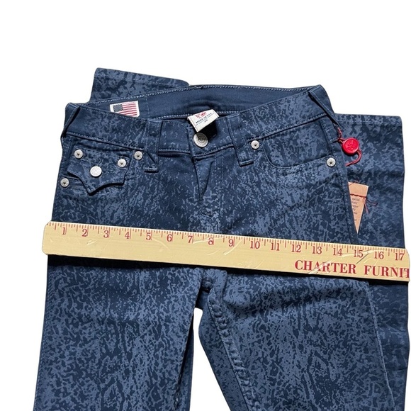 True Religion Serena navy/ blue marbling leggings / silver logo patch size 25 - Picture 5 of 11